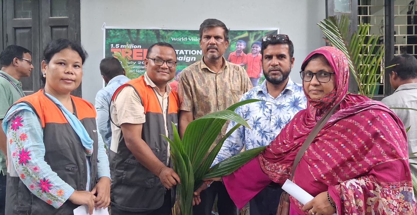 World Vision distributes seedlings of various varieties of trees in Nilphamari